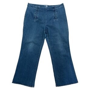 Venezia Blue Jeans Womens Size 24 Sailor Button Front Wide Leg Denim Pants Y2K